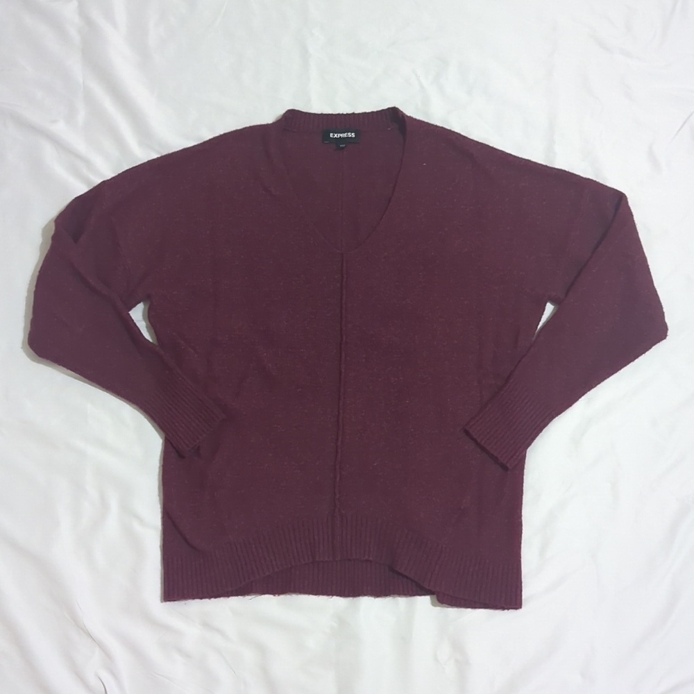 Express V-Neck Dolman Sleeve Sweater, Color Maroon Size XS